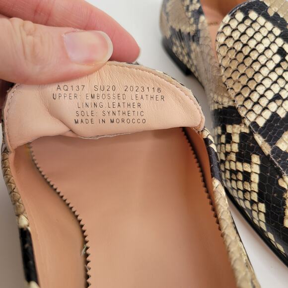 J. Crew Cecile Smoking Slippers Python Print Flat Heel Tan Women 6.5M - Picture 8 of 8